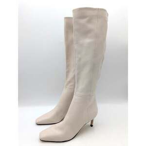 Nine West Caddy Knee High Boots Side Zip Women's Ivory Size US7M EU37.5
